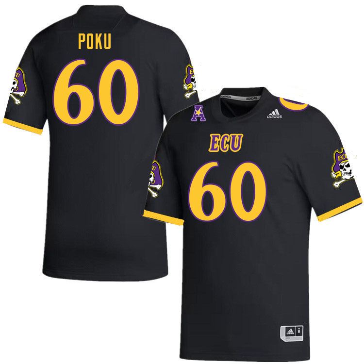 Men #60 Emmanuel Poku ECU Pirates 2023 College Football Jerseys Stitched-Black - Click Image to Close